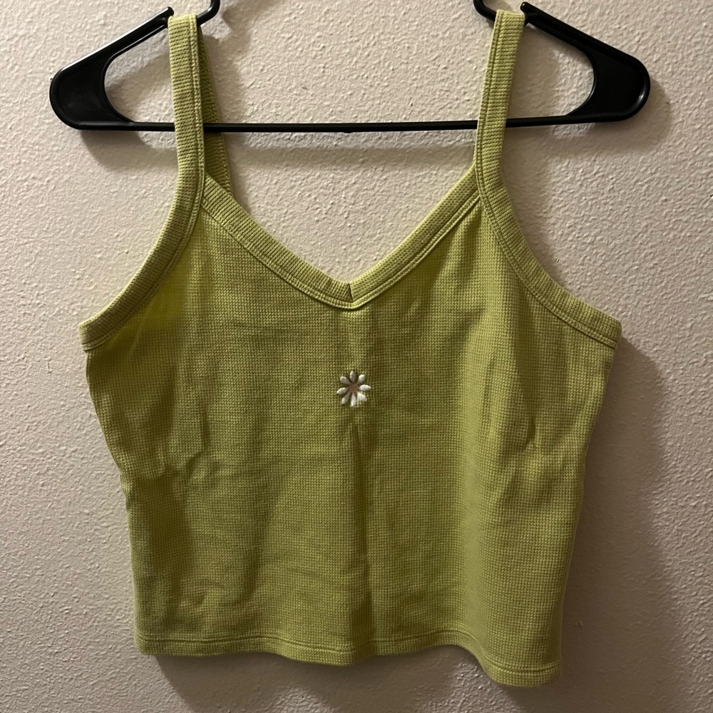 SO Lime Green Camisole with Daisy Accent